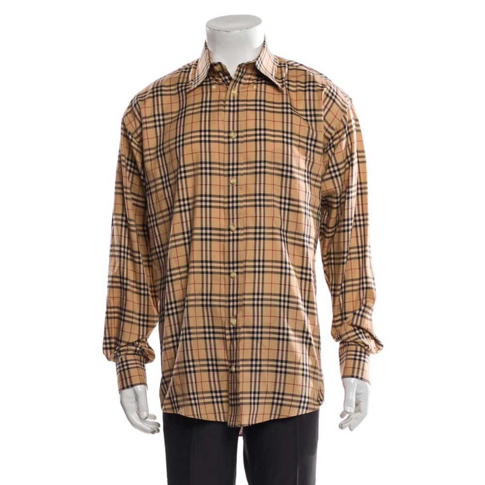 Burberry Tan and Black Casual Button Down Shirt